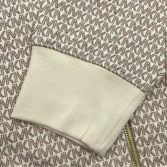 MICHAEL Michael Kors Logo Organic Cotton Blend Zip-Up Hoodie Bone - Picture 6 of 15